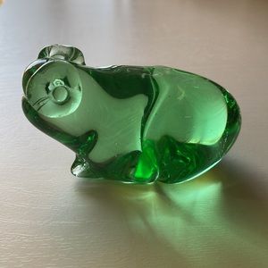 Blown Glass Green Frog Paperweight Glass Art Sculpture Nature